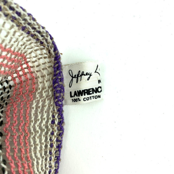 Vintage Jeffrey Lawrence Bentley Open Weave Boho Stripe Neck Scarf 7" x 76" - Picture 5 of 7